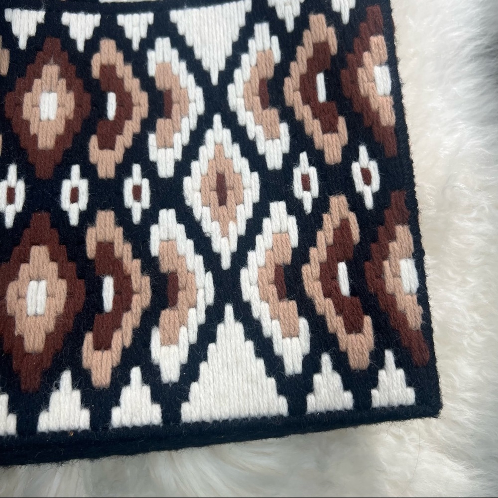 Vintage hand woven and stitched southwestern diamond print yarn handbag purse - Picture 3 of 16
